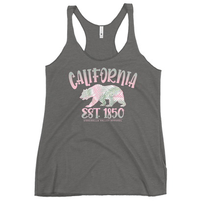 California Bear Pink Palms - Women's Racerback Tank
