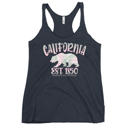California Bear Pink Palms - Women's Racerback Tank
